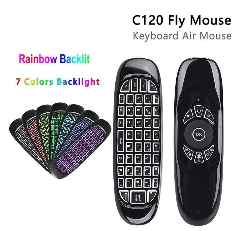 クロスボーダーカラフルなバックライト両面ムササビリモコン C120 音声スマートリモコン 2.4 グラムワイヤレス Bluetooth キーボード|undefined
