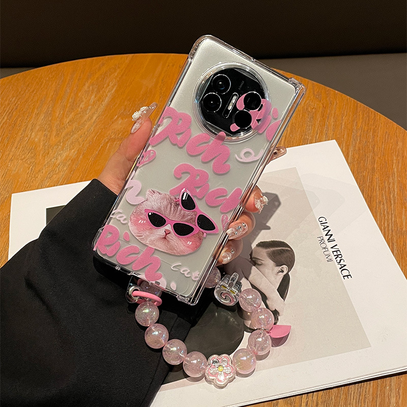 Letter Cat Head Suitable for Huawei Matex5 Phone Case Folding Screen Three-in-One X5 Collection Edition Central Axis Hinge Full-Covering Transparent Protective Case X3 New Portable X3 Cartoon Cute Drop-Resistant Case