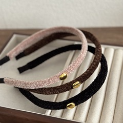 美拉德復古金標絲絨頭箍優雅氣質外出時尚壓發發卡高級感發箍女