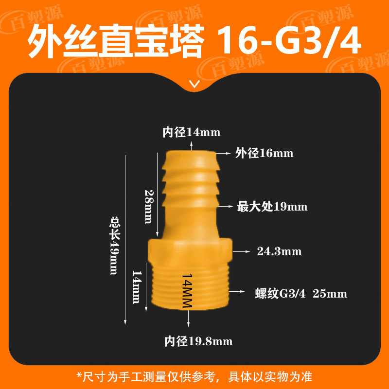 Переходник Qiqi hardware 16мм - G3/4 желтый
