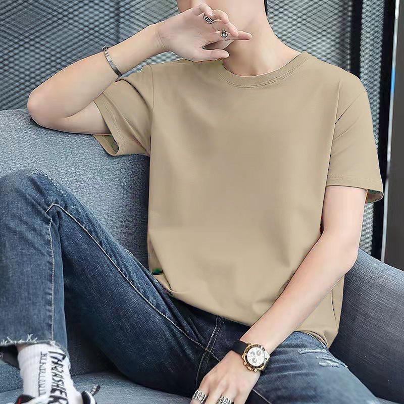 Camiseta de manga corta para hombre, nueva, estilo otoñal, ajustada, moderna, estampada, fina, con cuello redondo, estilo informal, suministro de vendedores ambulantes, atractiva.