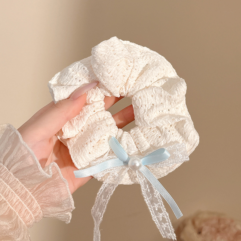 Encaje retro francés, diadema de intestino grueso, mujer 2025, nuevo estilo, cuerda para el cabello, banda de goma, lazo, dulce cuerda para el cabello, accesorios para el cabello