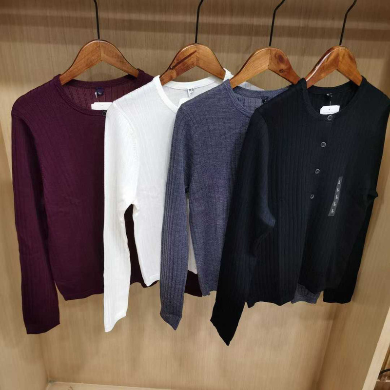 Japanese Women's Fine-Spun Merino Wool Ribbed Round Neck Knitted Short Cardigan 2025 Autum New Style 478336