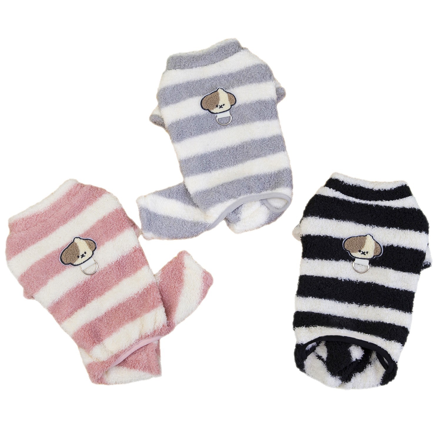 Ropa de mascotas, ropa de perro pequeño, ropa de gato, nueva fábrica de otoño y invierno al por mayor, 25 rayas de cuatro piernas de terciopelo