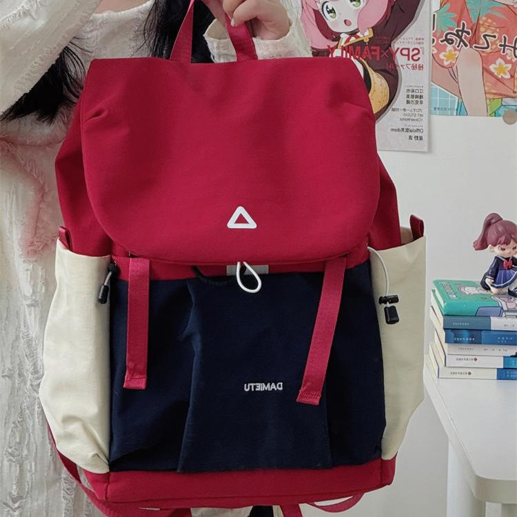 批发休闲撞色双肩包女户外防水大容量旅行电脑背包旅游轻便书包|undefined
