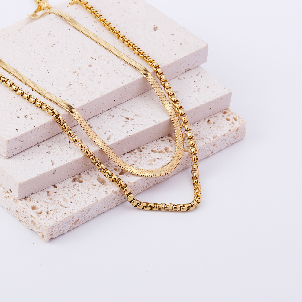 Fashion Geometric Titanium Steel Plating Layered Necklaces 1 Piece
