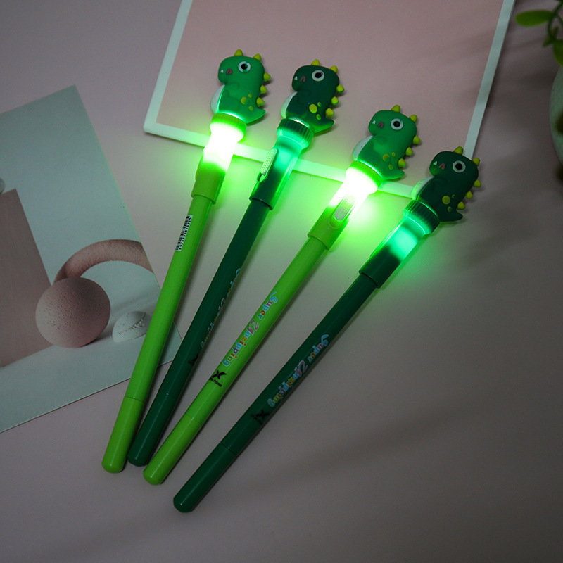 Bolígrafo de góner de dinosaurio con luz, papelería creativa, descompresión para estudiantes, bolígrafo giratorio, herramienta de escritura, bolígrafo de agua, bolígrafo de oficina, bolígrafo de firma