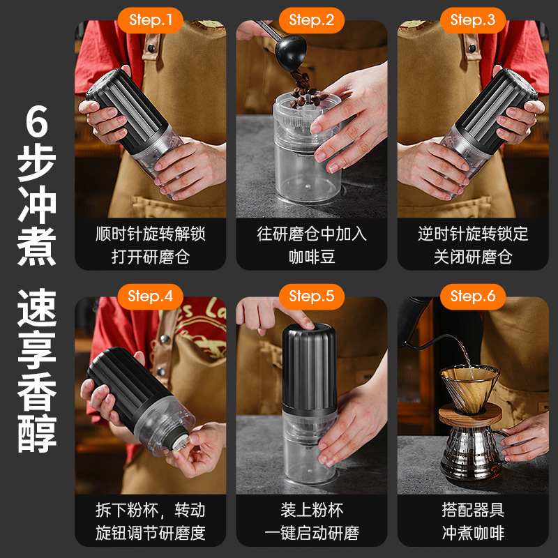 ワイヤレス電気コーヒー豆研磨器コーヒー豆研磨器usb充電全自動屋外便利携帯クロスボーダー|undefined