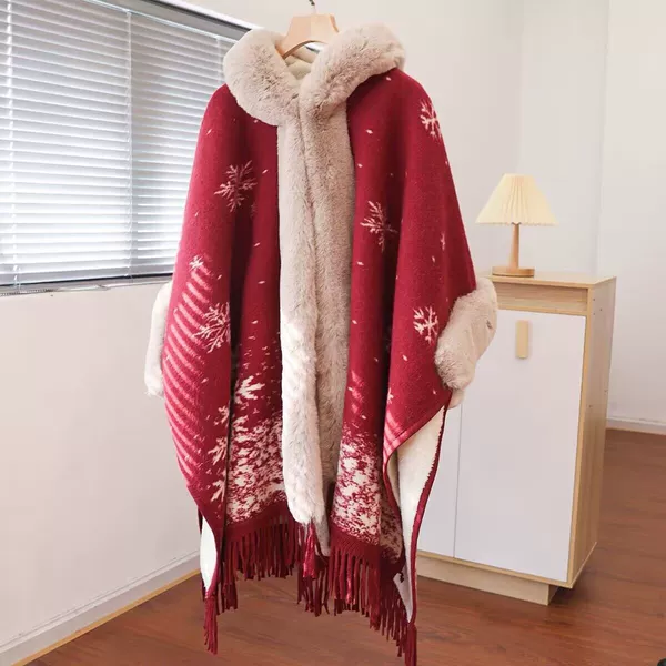 Red, warm, with snowflakes