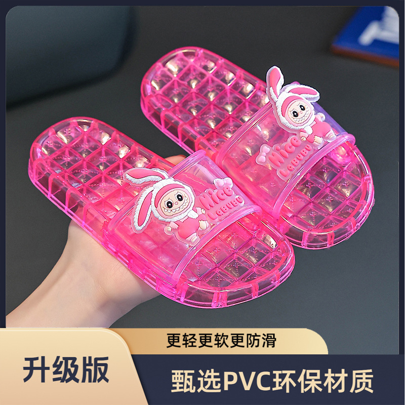 儿童水晶透明拖鞋男童女童不吸水不臭脚卡通镂空防滑防臭抗菌凉拖|undefined