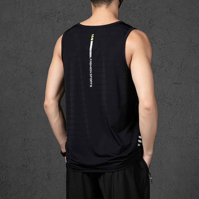 L - 8X chaleco de hielo extra grande chaleco de verano hombre camiseta de moda sin mangas camiseta deportiva suelta hombro correr ropa seca rápida