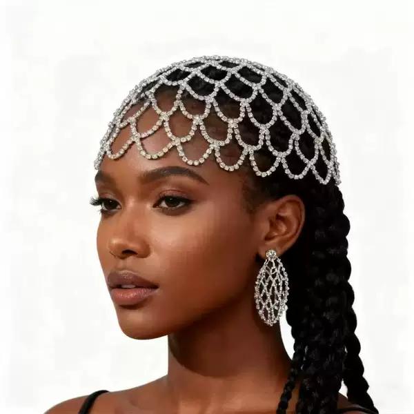 New European and American hot-selling personalized luxury fashion hair accessories, geometric full-diamond rhinestone head chains and headbands wholesale