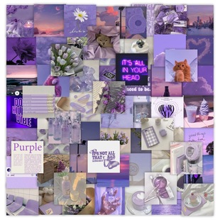 63 ins purple fresh stickers aesthetic luggage computer phone case computer helmet stickers