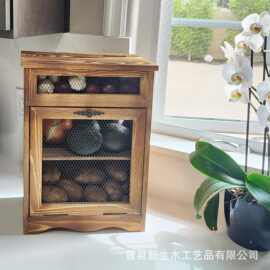 木制厨房蔬菜储存箱洋葱土豆收纳箱家用厨房台面收纳箱置物箱