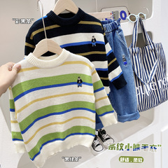 Children's round neck sweater 2023 autumn new children's clothing medium and large children's style cartoon sweater baby warm tops