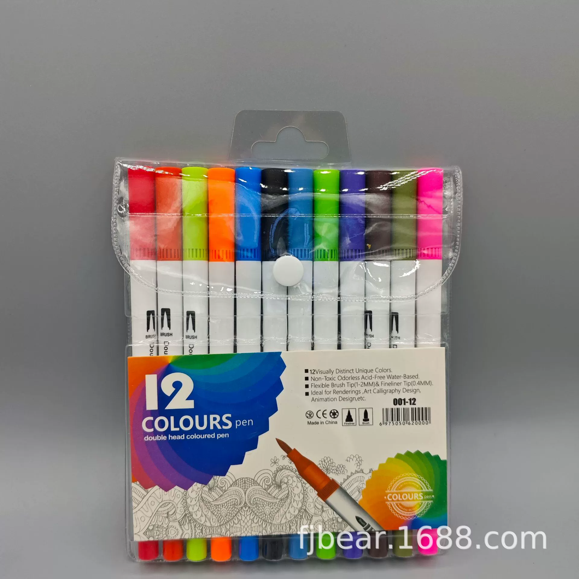 Double-sided watercolour, children's multicoloured crayons