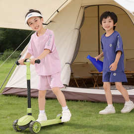 男童运动速干衣儿童短袖套装冰丝夏季女童羽毛球服中大童学生夏装
