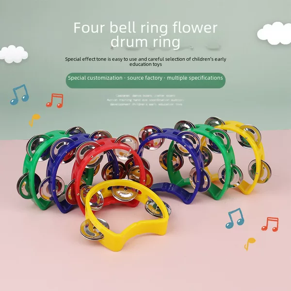 Orff Four-Bell Ring Bell Hearing Training Hand Bell Blue Hand-Cranked Bell Bracelet Bell Musical Instrument Hand-Held Rattle