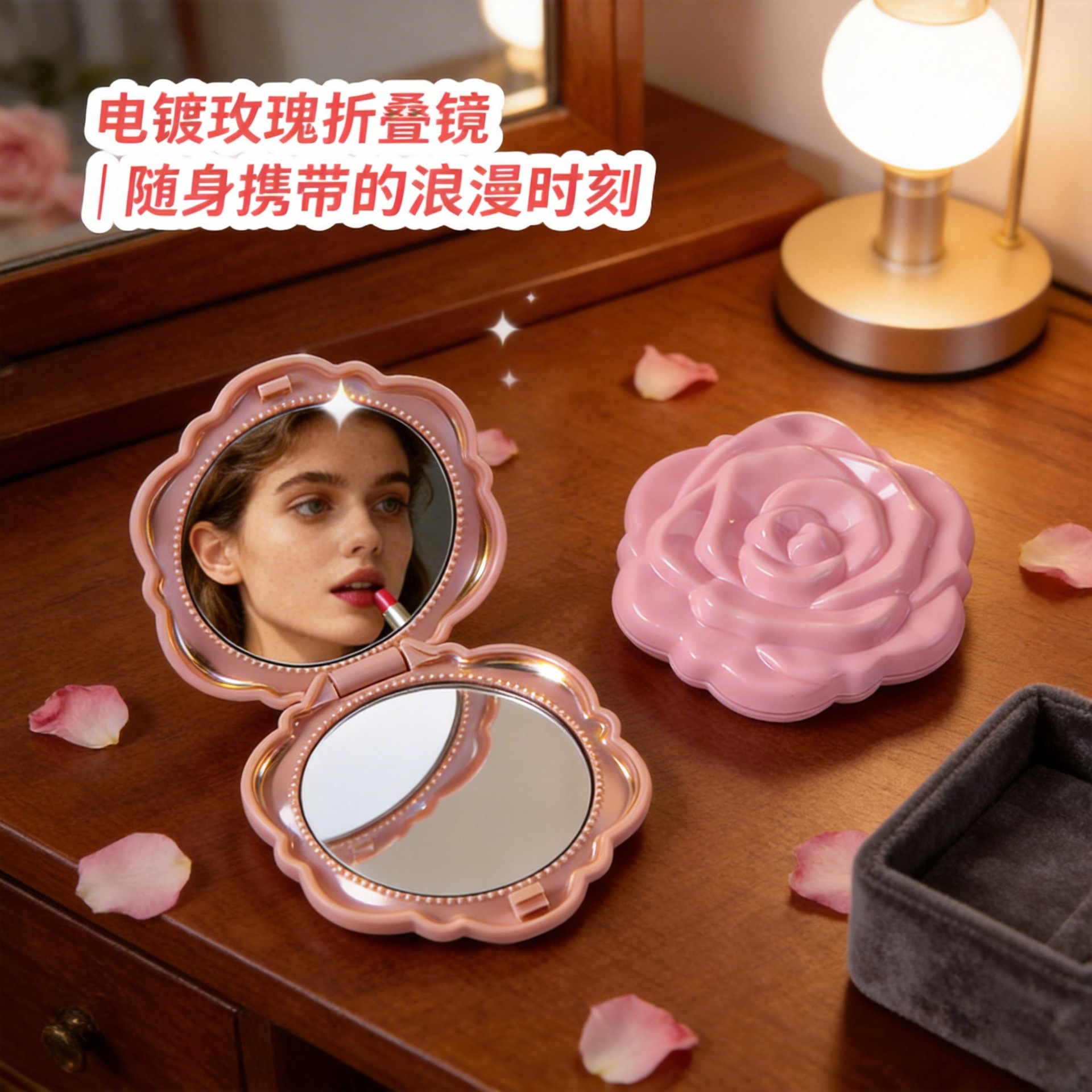 Foldable double-sided small handheld mirror for students