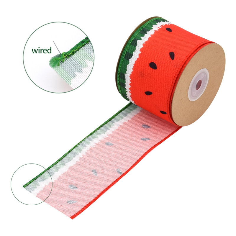 Amazon transfronterizo nueva fruta sandía cinta verano decoración DIY material arco ancho de lino