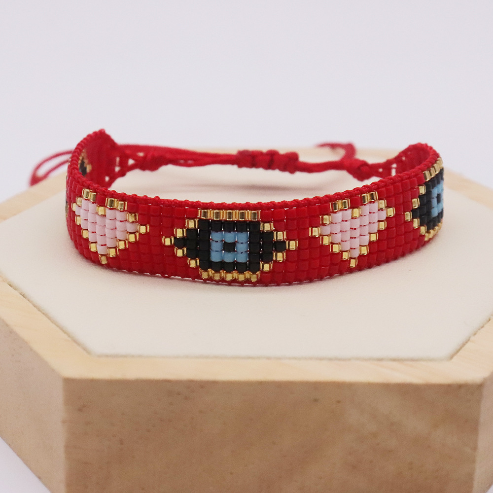 Ethnic Style Devil's Eye Heart Shape Glass Beaded Couple Bracelets display picture 2