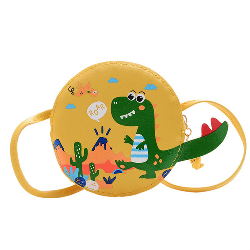 Wholesale New Children's Small Dinosaur PU Crossbody Bag for Toddlers Cute Cartoon Unisex Kids Outing Fashion Coin Round Bag