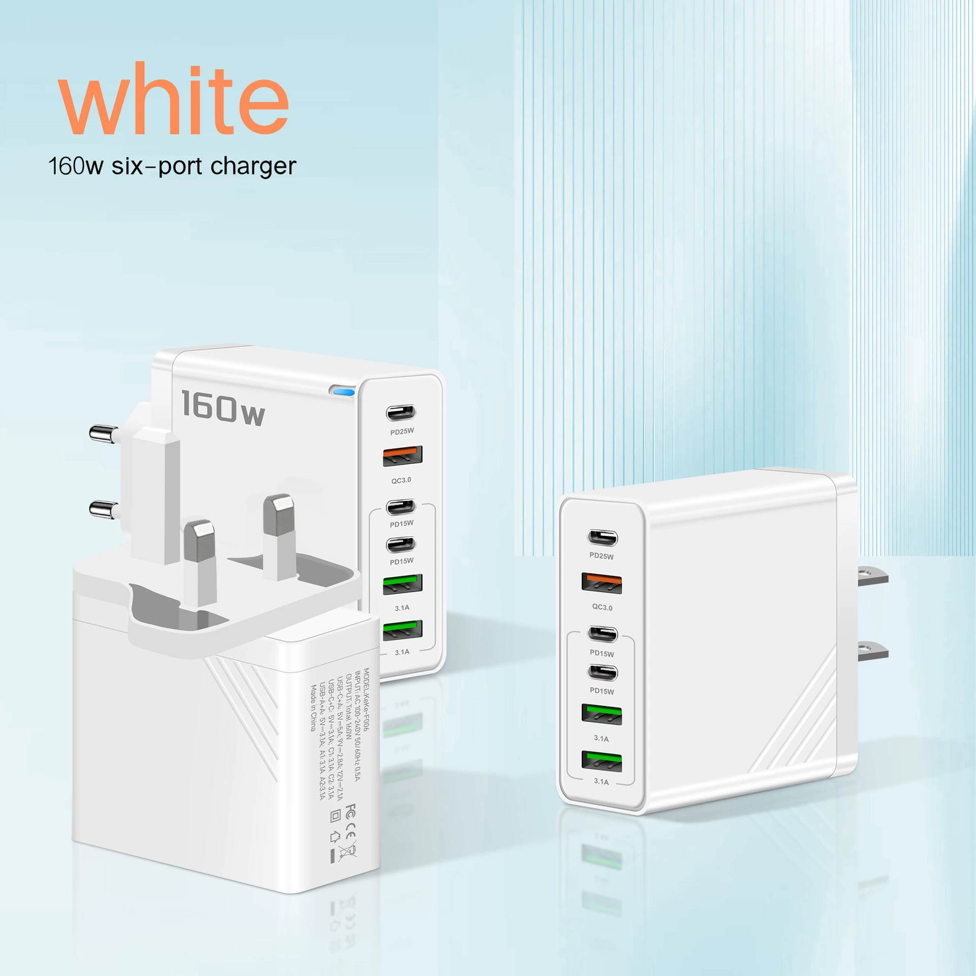 Перекрестная граница 160W многопортовая зарядка для мобильных телефонов с несколькими портами PD быстрая зарядка head 3 USB+3TYPE-C charger Европейские, американские и британские правила
