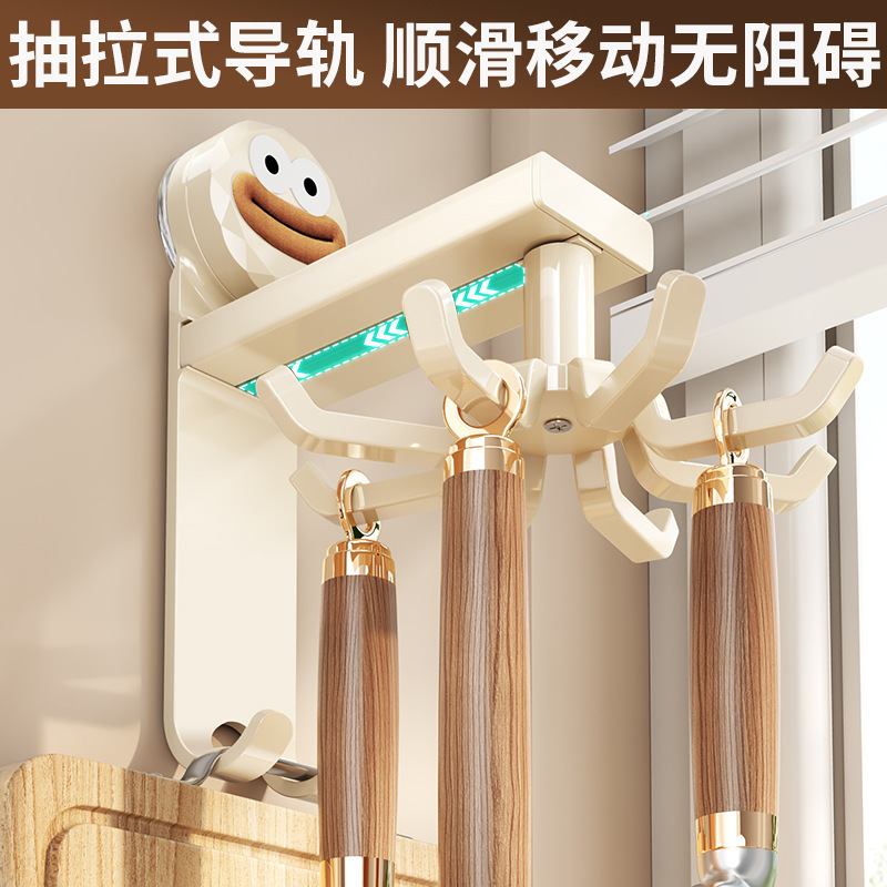 吸盤キッチンラック回転フック壁掛け式調理器具収納棚鍋シャベルスプーンシャベル穴なし棚|undefined