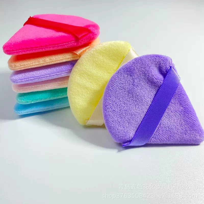 现货水晶超柔三角粉扑 扇形短绒干粉扑 水晶绒三角粉扑蜜粉散粉扑