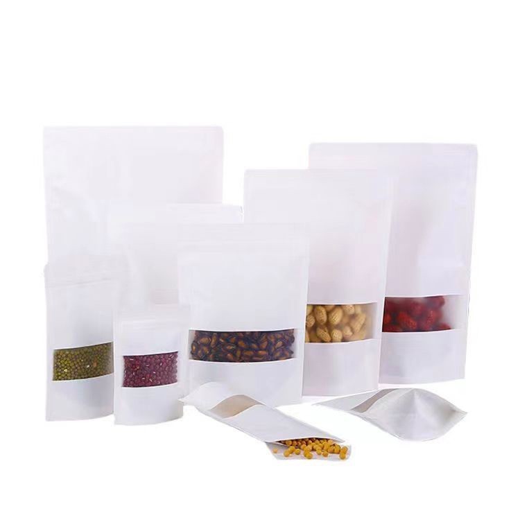 クラフト紙袋自封袋茶葉白色フロスト開窓食品自立袋乾燥茶葉密封袋|undefined