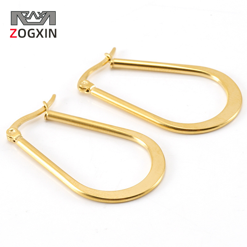 Pendientes de gota de agua roja neta de acero de titanio europeo y americano hembra 18K galvanoplastia de vacío de acero inoxidable pendientes de hebilla simple pendientes al por mayor