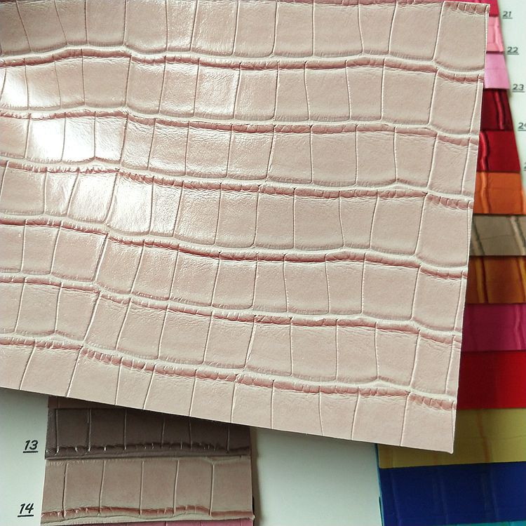 箱包革竹节鳄鱼纹皮革石头纹双色革材料鳄鱼纹面料L5145毛底PVC