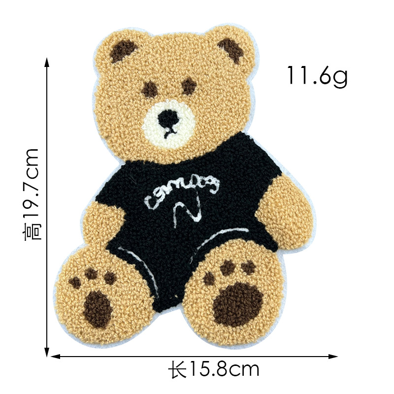 Toalla de oso de dibujos animados pegatinas de tela bordadas spot accesorios de ropa al por mayor ropa de oso abrigo parche de agujero