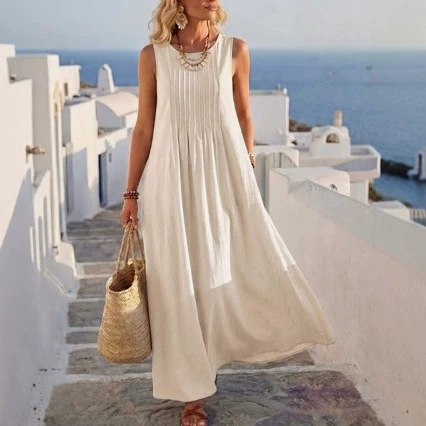 Amazon Europe and America 2026 Cross-Border Foreign Trade Summer New Solid Color Vest Loose Casual Pocket New Dress for Women Amazon Europe and America 2026 Cross-Border Foreign Trade Summer New Solid Color Vest Loose Casual Pocket New Dress for Women