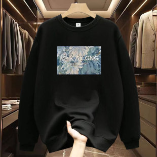 European Station Sweatshirt Men's Trendyy Brand Printed Round Neck Sweatshirt Men's Ins Trendy Autumn and Winter New Slim Fit Versatile Top