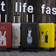 行李箱卡通印花旅行箱女生韩版拉杆箱可爱个性手拉箱20寸密码箱
