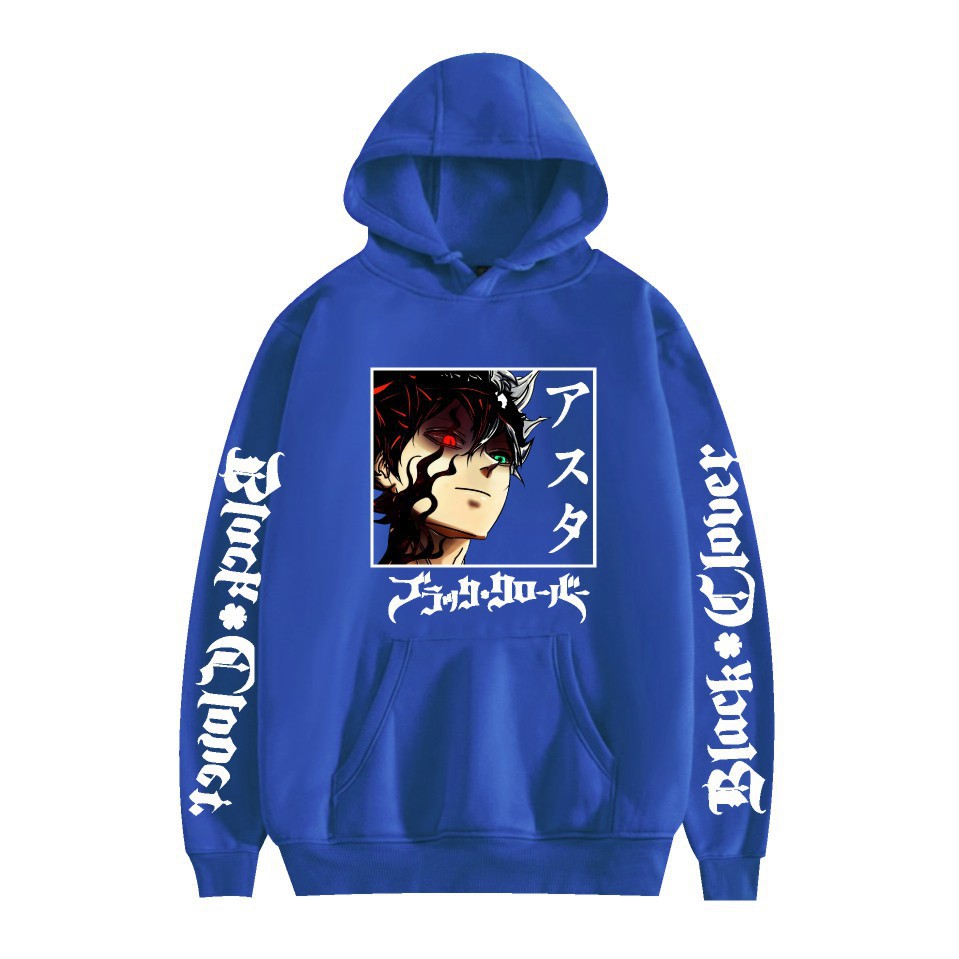 Nuevo estilo transfronterizo popular popular japonés riman black de cuatro hojas-Black Clover más suéter con capucha de terciopelo para mujer