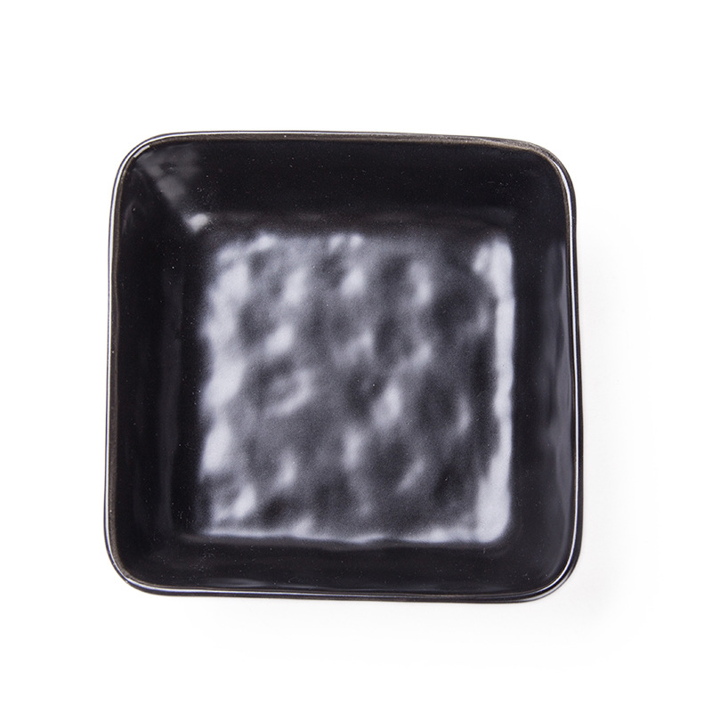 Creativo copo de nieve esmalte negro tazón cuadrado de cerámica tazón de ensalada de frutas tazón de arroz tazón de sopa tazón cuchara tazón condimento tazón