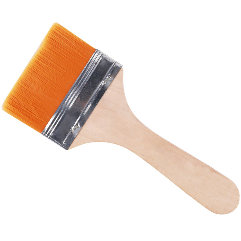 Cepillo de lana amarilla de nylon 1 pulgada 2 pulgadas 3 pulgadas cepillo de pintura de arte para niños cepillo de pintura a óleo de madera cepillo de barbacoa