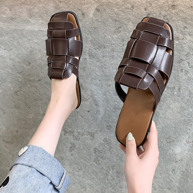 Women Slippers Sandals Indoor Travel Leather Synthetic Non-Slip Slides_voghion.com