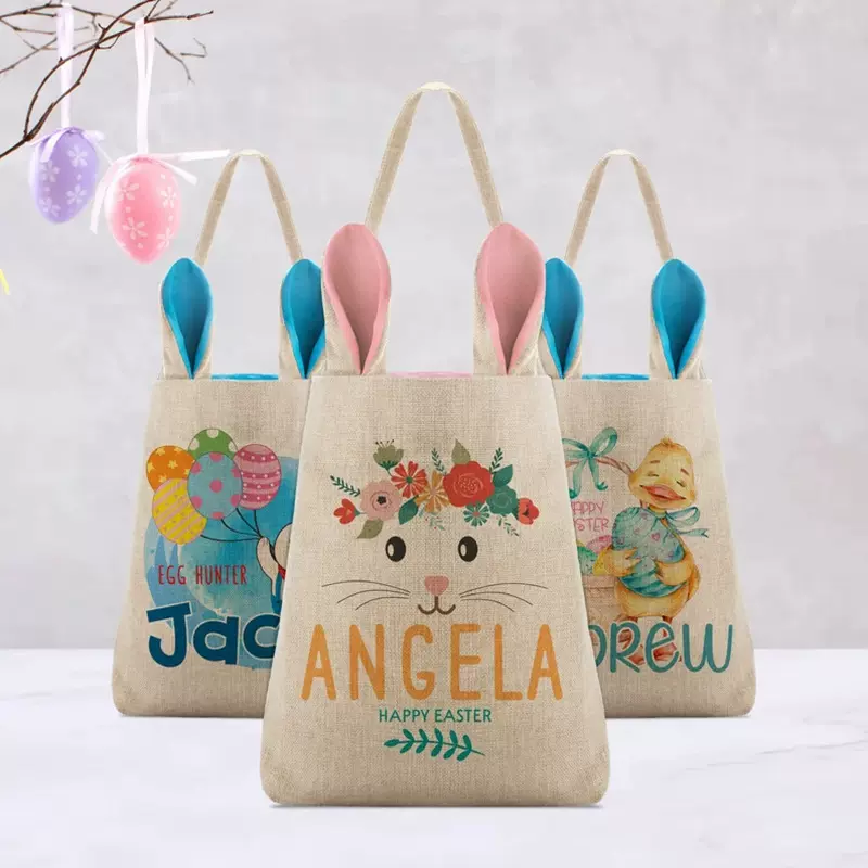复活节可爱 搞怪兔子 彩蛋收纳束口糖果包装礼品袋 麻布抽绳装饰