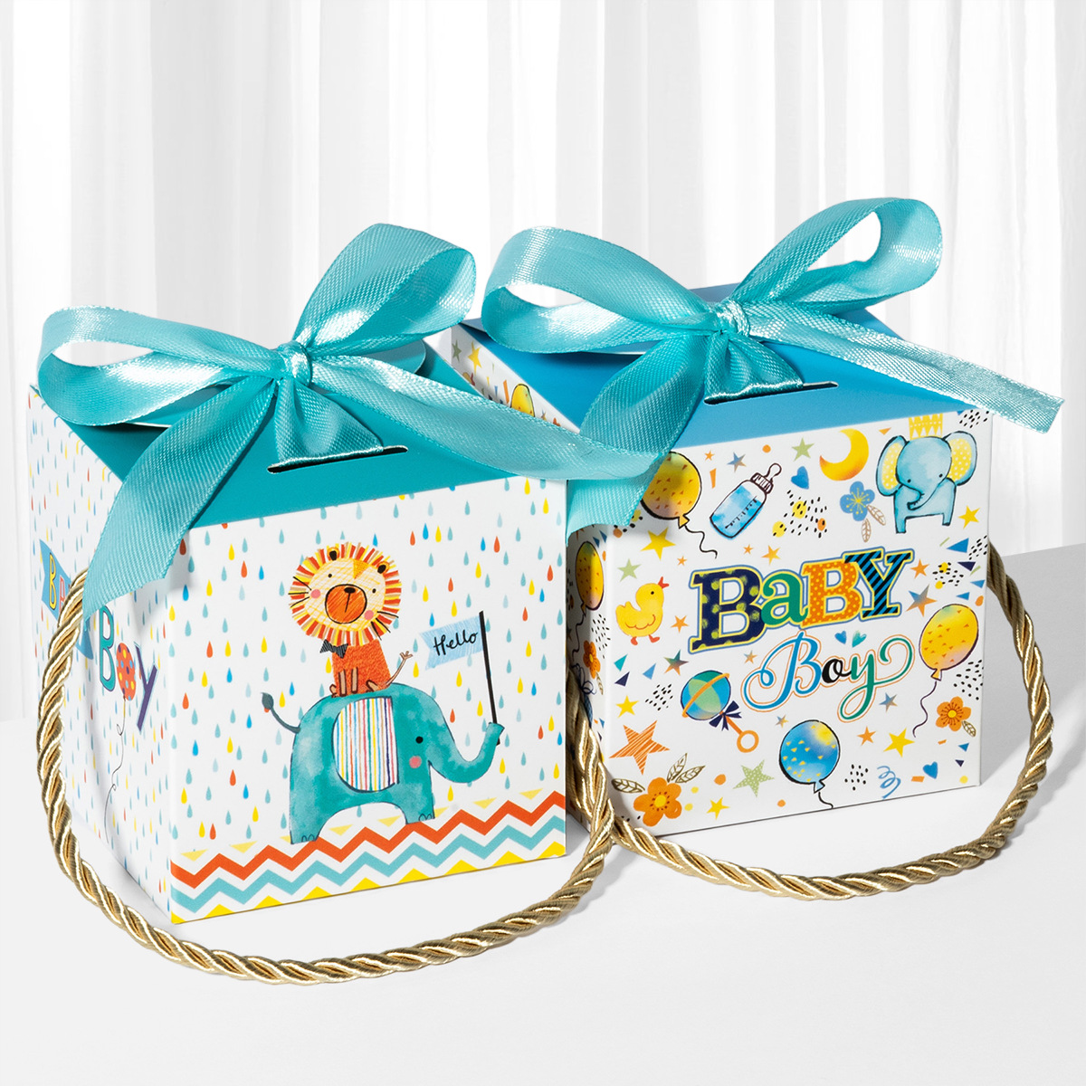Caja de regalo para niños y niñas, pequeño elefante, conejo, pequeño león, caja de regalo, caja de dulces, caja de bocadillos, caja de papel, caja de regalo