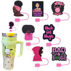 Amazon Best Selling Black Girl Straw Hat Water Cup Straw Plug 10mm Diameter Reusable Silicone Plug