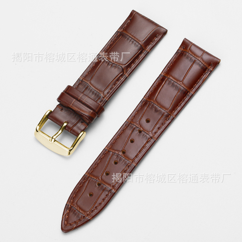 Suministro directo de fábrica primera capa de piel de vaca hebilla de reloj correa de bambú raya multi-color opcional hombres y mujeres 12 -- 24mm