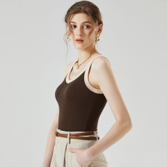 C13 one-piece shaping bustier with color-blocking and padded straps, women's summer sun-protective top for layering