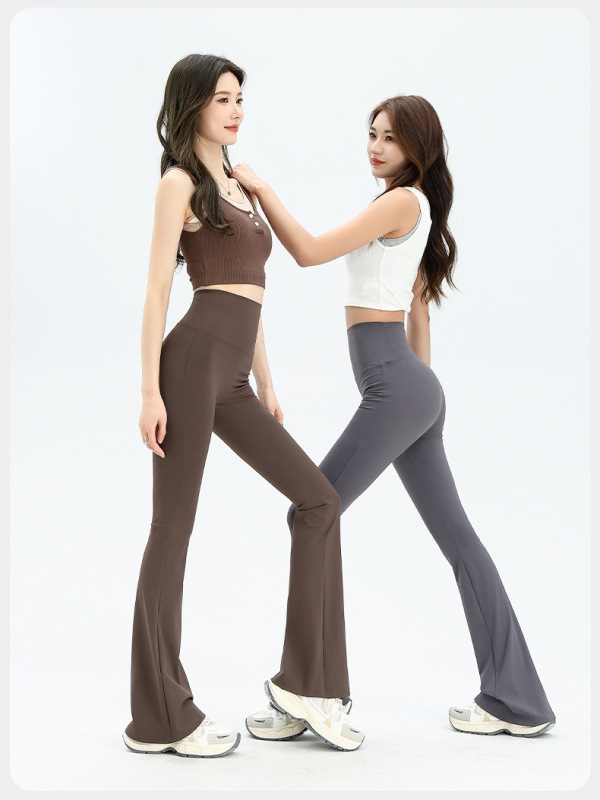女性用ウィメンズフレアパンツ、夏用薄手スタイル、2025年新作、ハイウエスト、痩身、ヒップアップ、小柄な人向けのカジュアルヨガフレアパンツ|undefined
