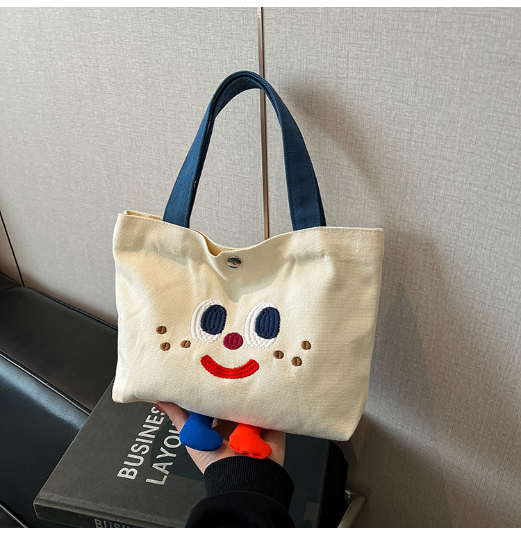 ins mini canvas bag, cute peach tote bag, Korean girl snack bento small bag canvas bag wholesale undefined