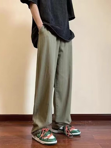 Men's Korean Version Trendy Summer New Straight Leg Pants Loose Streetwear Brand Japanese Retro Versatile Tapered Pants