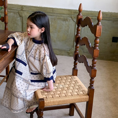 Children's skirt 2024 summer style children and girls flower ethnic style Korean style cute Korean style drawstring dress long skirt end small