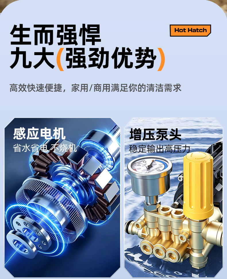 Car washing machine, household and commercial high-pressure washer, high-power car washing high-pressure water pump, small garden car washing machine